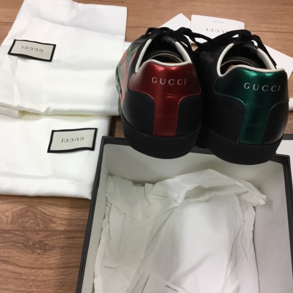 GUCCI MENS ACE G LOGO SNEAKERS SIZE 12 STYLE 576136 - Picture 6 of 10